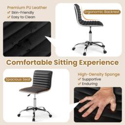 Costway Task Chair Adjustable Office Chair w/Swivel Seat & Wheels in Black - thumbnail 6