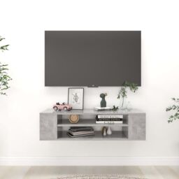Berkfield Home Hanging TV Cabinet Concrete Grey 100x30x26.5 cm Engineered Wood - thumbnail 1