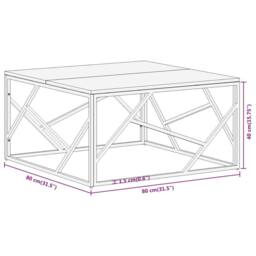 Berkfield Home Coffee Table Silver Stainless Steel & Solid Acacia Wood - thumbnail 9