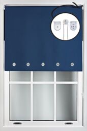 Furnished Navy Blue Blackout Roller Blinds with Chrome Round Eyelets & Metal Fittings - Size: 125 cm width x 165 cm drop - thumbnail 1