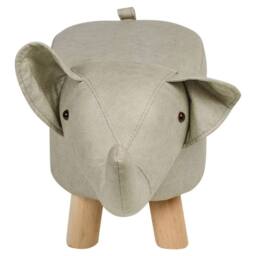 Havendro Elephant Stool Seat Animal Kids Nursery Wooden Legs white grey in Light Grey - thumbnail 3
