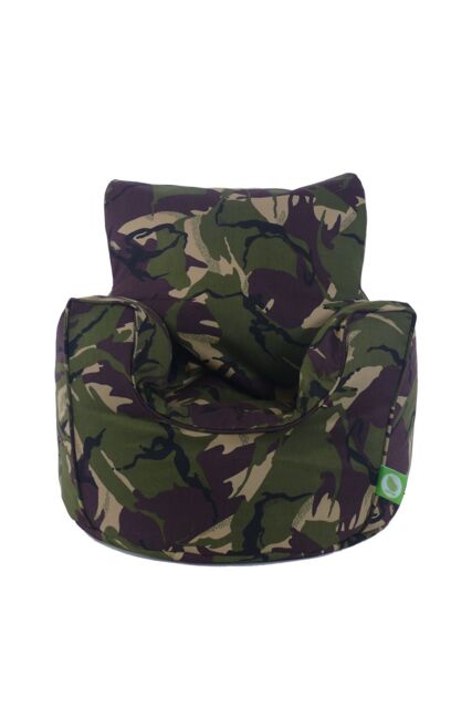 Bean Lazy Boy's Cotton Green Army Camo Bean Bag Arm Chair Toddler Size - Size: Small - image 1
