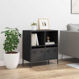 Berkfield Home Sideboard Black 68x39x73.5 cm Cold-rolled Steel - thumbnail 3