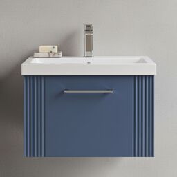 Balterley Wall Hung 1 Drawer Vanity Unit - Mid-Edge Basin 600mm, Satin Blue - thumbnail 9