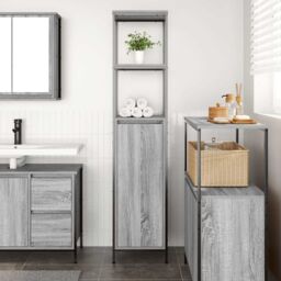 Berkfield Home Bathroom Cabinet with Shelves Grey Sonoma 36x35x165 cm - Size: 36 x 35 x 165 cm - thumbnail 3