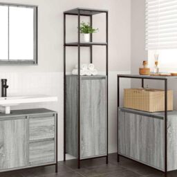 Berkfield Home Bathroom Cabinet with Shelves Grey Sonoma 36x35x165 cm - Size: 36 x 35 x 165 cm - thumbnail 1