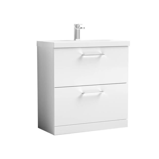 Balterley Bathroom 2 Soft Close Drawer Vanity Unit Basin, Gloss White, 800mm in White - image 1