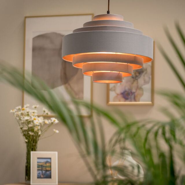 ValueLights Sette Grey Ceiling Pendant Shade - image 1
