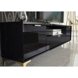 Creative Furniture Goldline Gloss TV Unit 200cm - Glossy Black - thumbnail 3
