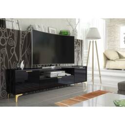 Creative Furniture Goldline Gloss TV Unit 200cm - Glossy Black - thumbnail 2