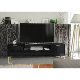Creative Furniture Goldline Gloss TV Unit 200cm - Glossy Black - thumbnail 5