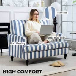 STILVORA Cuddle Chair with Velvet Upholstery in Blue - thumbnail 7