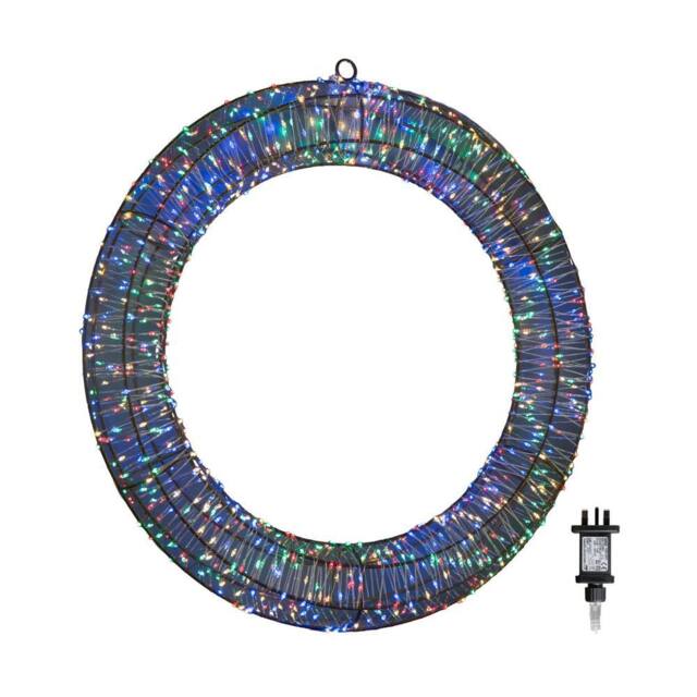 Samuel Alexander 45cm Light up Christmas Wreath with 960 Multi-Coloured LEDs in Silver - image 1