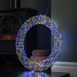 Samuel Alexander 45cm Light up Christmas Wreath with 960 Multi-Coloured LEDs in Silver - thumbnail 7