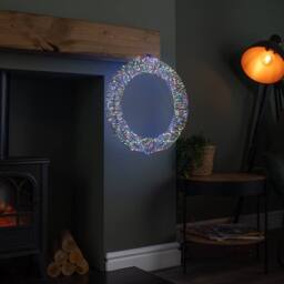Samuel Alexander 45cm Light up Christmas Wreath with 960 Multi-Coloured LEDs in Silver - thumbnail 3