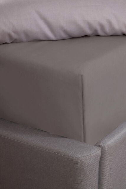 OHS Luxury Plain Dyed Cotton 30cm Deep Fitted Bed Sheet in Grey - Size: Double Fitted - image 1