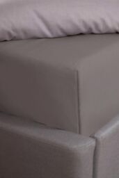 OHS Luxury Plain Dyed Cotton 30cm Deep Fitted Bed Sheet in Grey - Size: Double Fitted - thumbnail 1