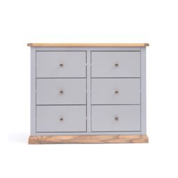 Cabinet Bits Bicarri 6 Drawer Chest of Drawers Brass Knob in Grey - thumbnail 1