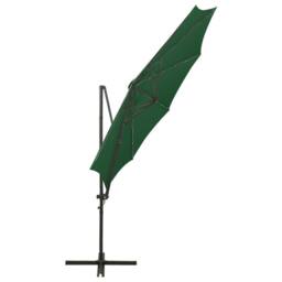 Berkfield Home Durable Cantilever Umbrella with Pole & LED Lights Green 300 cm - thumbnail 7