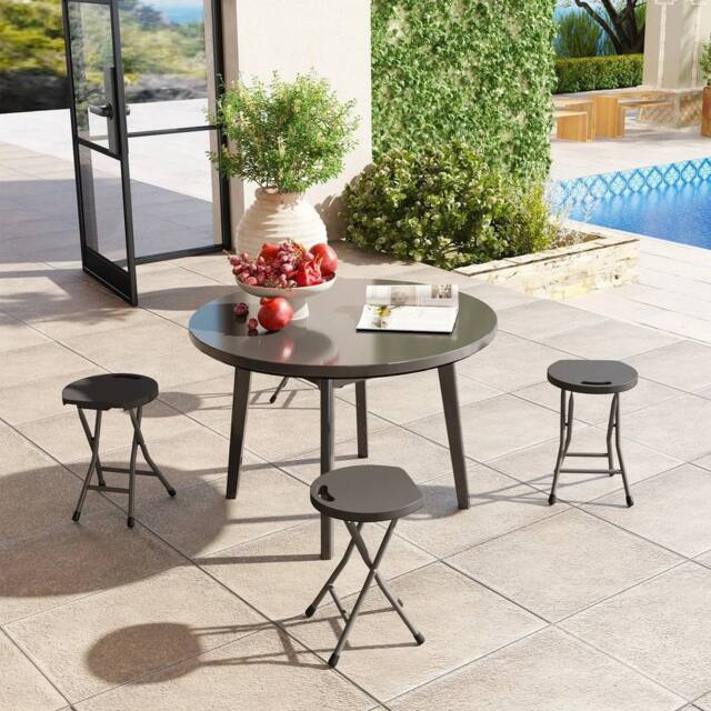 EONLION Folding Stool Set of 4, Garden Stool Set in Dark Grey - Size: 100 cm - image 1