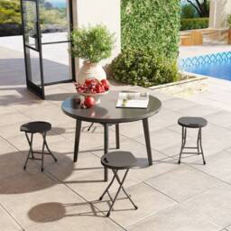EONLION Folding Stool Set of 4, Garden Stool Set in Dark Grey - Size: 100 cm