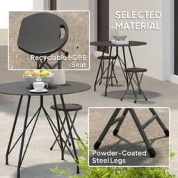 EONLION Folding Stool Set of 4, Garden Stool Set in Dark Grey - Size: 100 cm - thumbnail 3