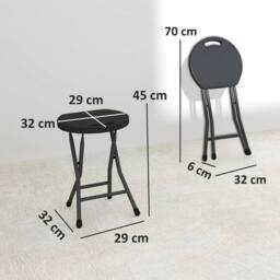 EONLION Folding Stool Set of 4, Garden Stool Set in Dark Grey - Size: 100 cm - thumbnail 2