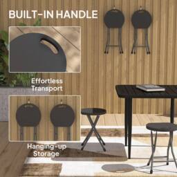EONLION Folding Stool Set of 4, Garden Stool Set in Dark Grey - Size: 100 cm - thumbnail 4