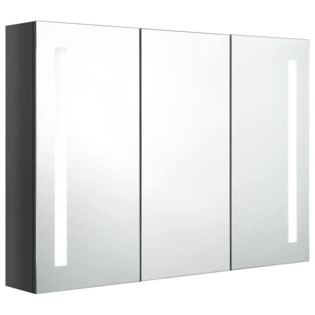 Berkfield Home LED Bathroom Mirror Cabinet 89x14x62 cm Shining Grey - Size: 89 x 14 x 62 cm - image 1
