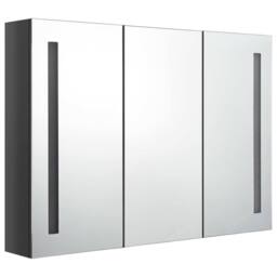 Berkfield Home LED Bathroom Mirror Cabinet 89x14x62 cm Shining Grey - Size: 89 x 14 x 62 cm - thumbnail 3