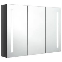 Berkfield Home LED Bathroom Mirror Cabinet 89x14x62 cm Shining Grey - Size: 89 x 14 x 62 cm - thumbnail 1