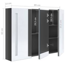 Berkfield Home LED Bathroom Mirror Cabinet 89x14x62 cm Shining Grey - Size: 89 x 14 x 62 cm - thumbnail 8