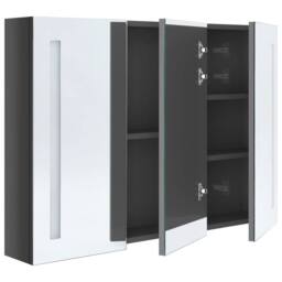 Berkfield Home LED Bathroom Mirror Cabinet 89x14x62 cm Shining Grey - Size: 89 x 14 x 62 cm - thumbnail 4