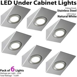 Loops 6x BRUSHED NICKEL Wedge Surface Under Cabinet Kitchen Light & Driver Kit - Natural White LED in Metallics - thumbnail 3