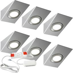 Loops 6x BRUSHED NICKEL Wedge Surface Under Cabinet Kitchen Light & Driver Kit - Natural White LED in Metallics - thumbnail 1