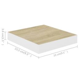 Berkfield Home Durable Floating Wall Shelf Oak & White 23x23.5x3.8 cm MDF in Light Oak - thumbnail 7