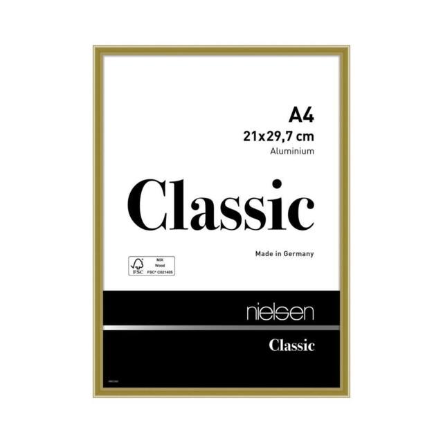 nielsen Classic Aluminium Picture Frame A4 - Float Glass, Push/Turn Clips in Gold - image 1