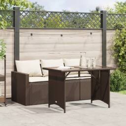 Berkfield Home 2 Piece Garden Dining Set with Cushions Brown Poly Rattan - thumbnail 2