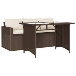 Berkfield Home 2 Piece Garden Dining Set with Cushions Brown Poly Rattan - thumbnail 1