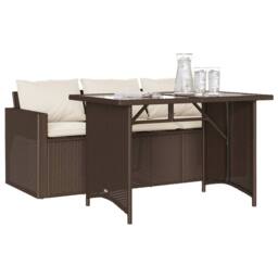 Berkfield Home 2 Piece Garden Dining Set with Cushions Brown Poly Rattan - thumbnail 3