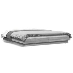 Berkfield Home Bed Frame with LED Lights without Mattress Grey Sonoma 150x200cm - Size: 150x200 cm - thumbnail 2