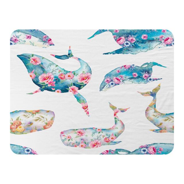 Benjamin Tate Design Whale With Flowers Blanket in Natural - Size: 120 cm x 150 cm - image 1