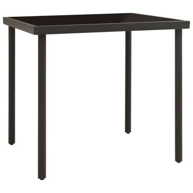 Berkfield Home Outdoor Dining Table Anthracite 80x80x72 cm Glass & Steel in Black - Size: 80 x 80 x 72 cm - image 1