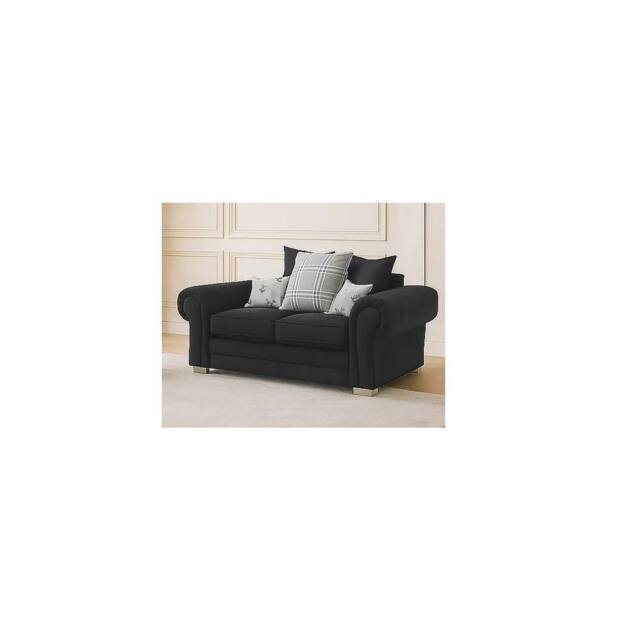 Furniture 786 Verona Scatter Back 2 Seater Sofa Chenille Fabric in Black - image 1