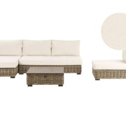 Wyld and Coco Veranda Grey Wicker Garden Conversation Set with Mahogany Coffee Table in White - thumbnail 2