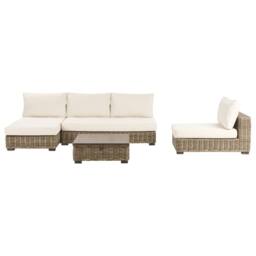 Wyld and Coco Veranda Grey Wicker Garden Conversation Set with Mahogany Coffee Table in White - thumbnail 4