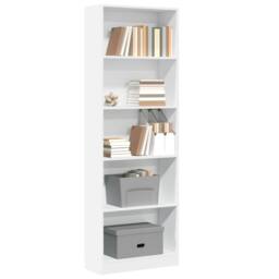 Berkfield Home Bookcase White 60x24x176 cm Engineered Wood - Size: 60 x 24 x 176 cm - thumbnail 2