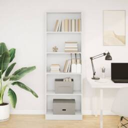 Berkfield Home Bookcase White 60x24x176 cm Engineered Wood - Size: 60 x 24 x 176 cm - thumbnail 3