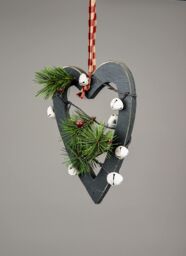 Shatchi Wooden Hanging Decoration Heart Shape Green 23X1.2X30 CM