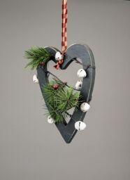 Shatchi Wooden Hanging Decoration Heart Shape Green 23X1.2X30 CM - thumbnail 2
